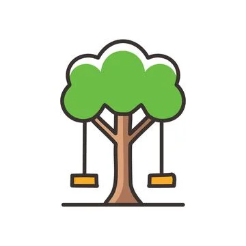Tree with swings. Simple illustration of a tree with two swings hanging fro.. Stock Illustration