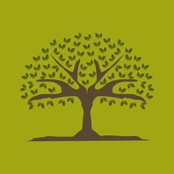 Tree Symbol Vector Icon with Clean Flat Design Stock Illustration