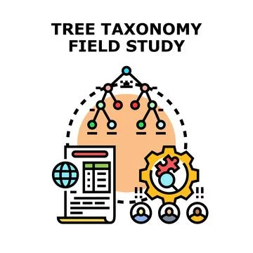 Tree taxonomy field study research and classification Ilustración de archivo