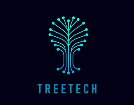 Tree tech icon with circuit board lines Stock-Illustration