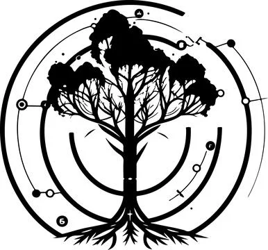 Tree tech logo. Digital tree. Good for t-shirt print design 스톡 일러스트