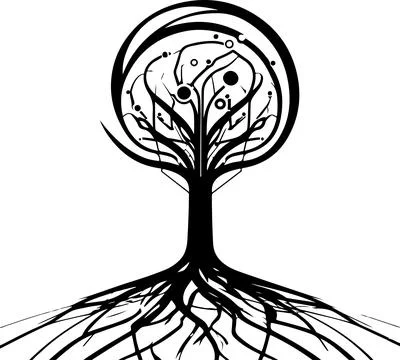 Tree tech logo. Digital tree. Good for t-shirt print design 스톡 일러스트