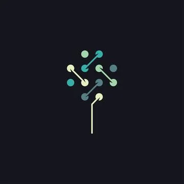 Tree technology logo design inspiration concept vector template Stock Illustration