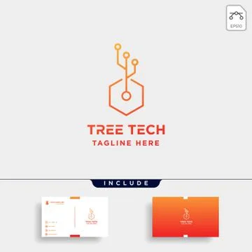 Tree technology logo design nature tech symbol icon Stock Illustration