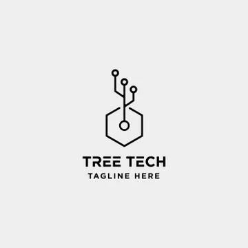 Tree technology logo design nature tech symbol icon Stock Illustration
