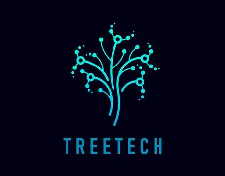 Tree technology or tech icon with circuit plant 스톡 일러스트