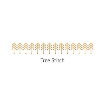 Tree thread stitch seamless brush for design the vector illustration isolated. Illustrazione stock