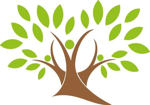 Tree, three people as a tree, alternative practitioner, gardener, logo Stock Illustration