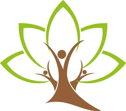 Tree, three people as a tree, alternative practitioner, gardener, logo Stock Illustration
