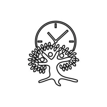 Tree time Commitment Teamwork Together Outline Logo Stock Illustration