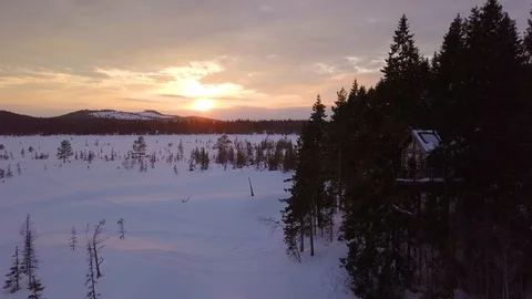 Tree top cabin, Norway Stock Footage 128111779