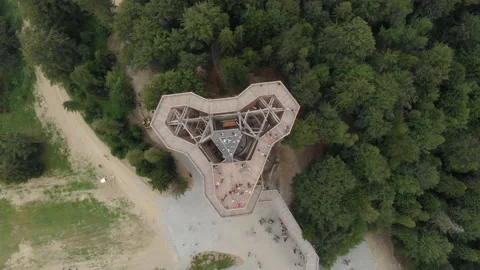 Tree top observation tower in resort town Krynica-Zdroj in summer Stock Footage 141411173