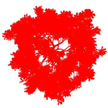 Tree top view silhouette isolated - red - vector Stock Illustration