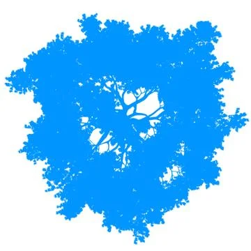 Tree top view silhouette isolated - blue - vector Stock Illustration