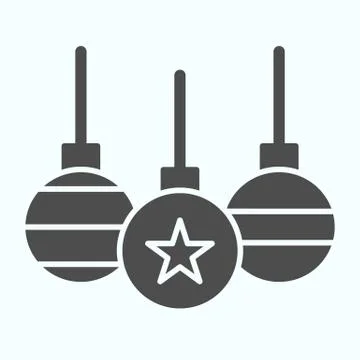 Tree toys solid icon. Decoration glass balls with wave and star. Christmas Stock Illustration