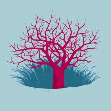 The tree is in a trap. Isolated on blue background. Stock Illustration