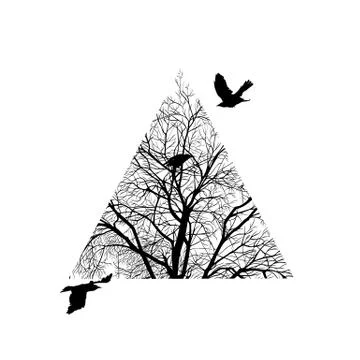 Tree trimmed in a triangle Stock Illustration