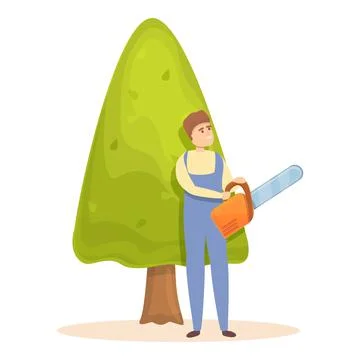 Tree trimming icon cartoon vector. Garden hedge Stock Illustration