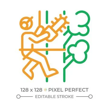 Tree trimming two color line icon Stock Illustration