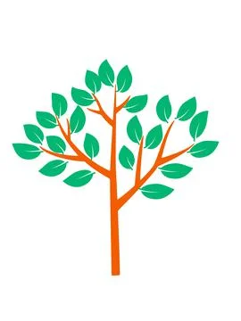 Tree with trunk and branches, with green leaves, vector clip-art Stock Illustration