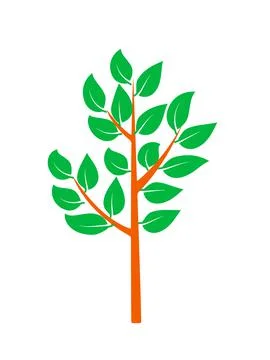 Tree with trunk and branches, with green leaves, vector clip-art Illustrazione stock