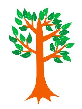 Tree with trunk and branches, with green leaves, vector clip-art Stock Illustration