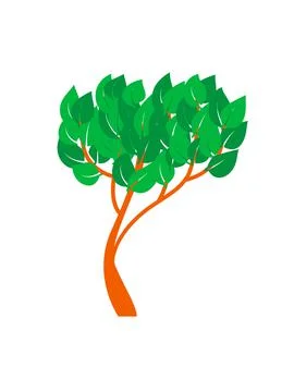 Tree with trunk and branches, with green leaves, vector clip-art Stock Illustration