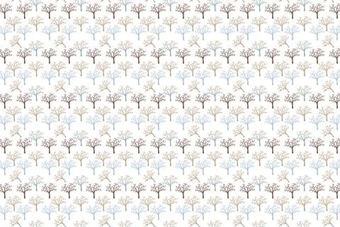 A tree with trunk and stems having young leaves with pattern design Stock Illustration