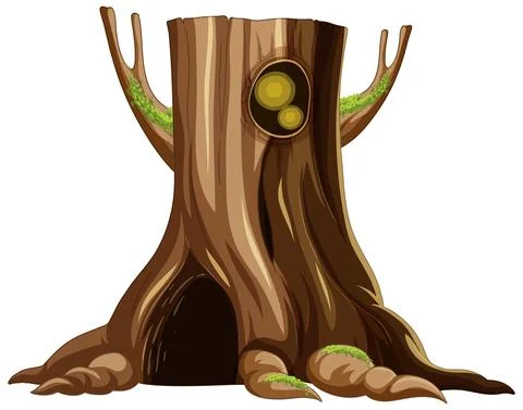 Tree trunk with big hollow Stock Illustration
