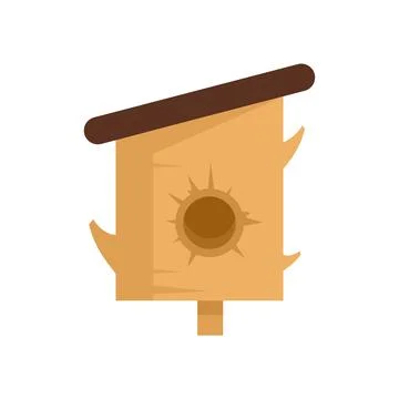 Tree trunk bird house icon flat isolated vector Illustrazione stock