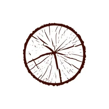 Tree trunk with cracks, vector illustration isolated on white background. Stock Illustration