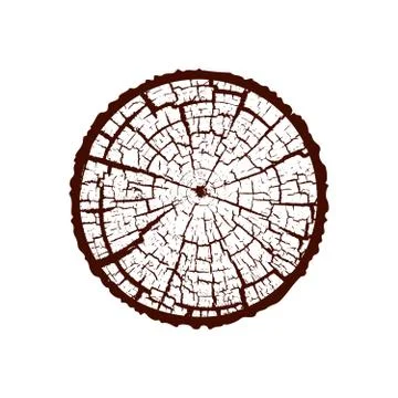 Tree trunk with cracks, vector illustration isolated on white background. Stock Illustration