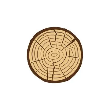 Tree Trunk Cross Section with Growth Rings vector icon Stock Illustration