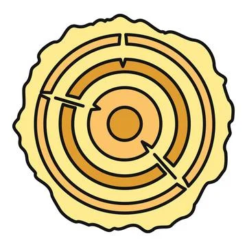 Tree trunk cross section showing annual growth rings Illustrazione stock