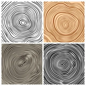 Tree trunk cut textures, pine or oak slice. Sawn timber, wood. Brown wooden Stock Illustration