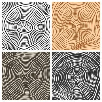 Tree trunk cut textures, pine or oak slice. Sawn timber, wood. Brown wooden Stock Illustration