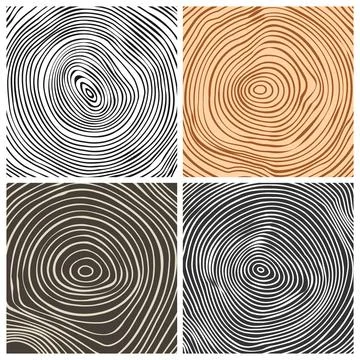 Tree trunk cut textures, pine or oak slice. Sawn timber, wood. Brown wooden Stock Illustration