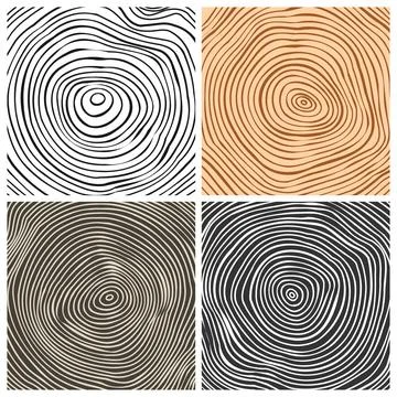 Tree trunk cut textures, pine or oak slice. Sawn timber, wood. Brown wooden Stock Illustration