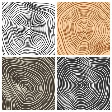 Tree trunk cut textures, pine or oak slice. Sawn timber, wood. Brown wooden Stock Illustration