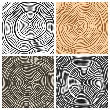 Tree trunk cut textures, pine or oak slice. Sawn timber, wood. Brown wooden Stock Illustration