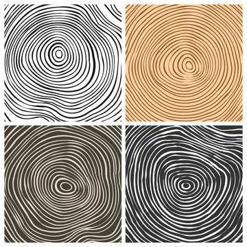 Tree trunk cut textures, pine or oak slice. Sawn timber, wood. Brown wooden Stock Illustration