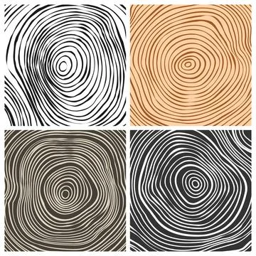 Tree trunk cut textures, pine or oak slice. Sawn timber, wood. Brown wooden Stock Illustration