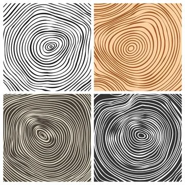 Tree trunk cut textures, pine or oak slice. Sawn timber, wood. Brown wooden Stock Illustration