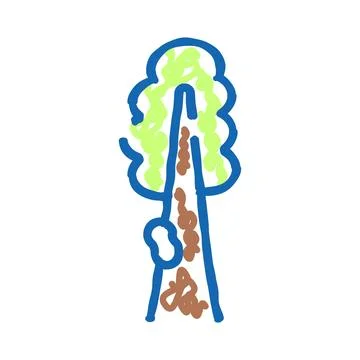 Tree trunk with green leaves abstract icon Stock Illustration