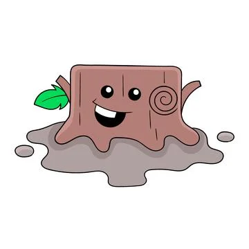 A tree trunk that has been cut, doodle icon image kawaii Stock Illustration