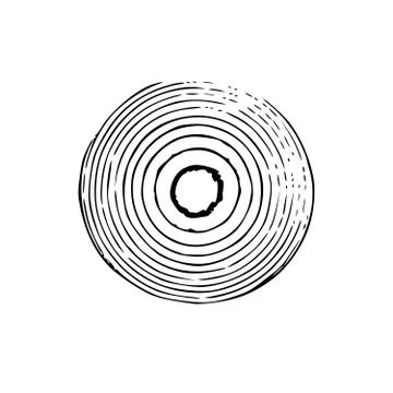 Tree trunk with rings. Annual tree growth rings. vector illustration isolated Stock Illustration