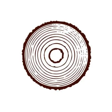 Tree trunk with rings. Annual tree growth rings. vector illustration isolated Stockillustratie