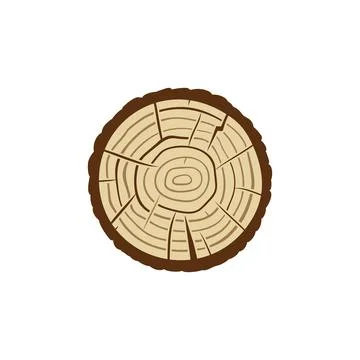 Tree Trunk Slice with Growth Rings vector colored icon Stock Illustration