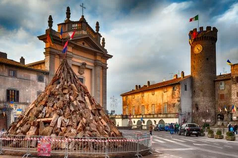 Tree trunks for bonfire of saint anthony bagnaia italy Stock Photos
