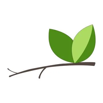 Tree twig with two leaves logo Stock Illustration